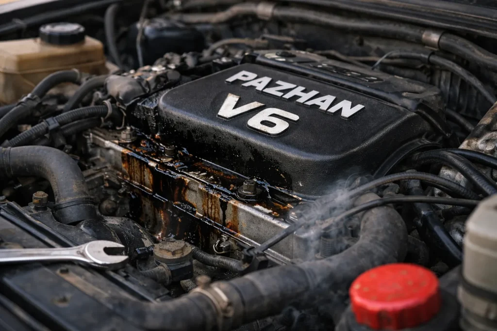 روغن ریزی موتور پاژن V6